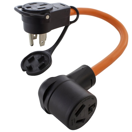 Ac Works 1.5FT 50A 14-50 Piggy-Back Plug with 10-30R Connector Adapter Cord PB14501030